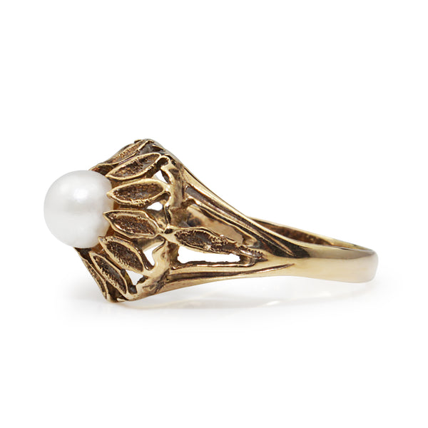 Gold pearl store ring vintage