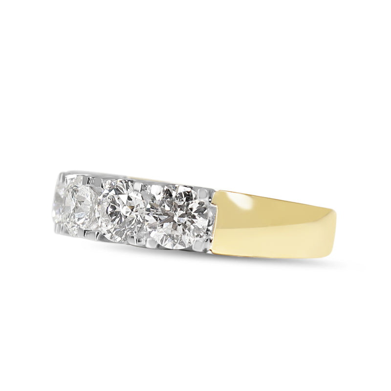 18ct Yellow and White Gold 2.10ct 5 Stone Diamond Ring