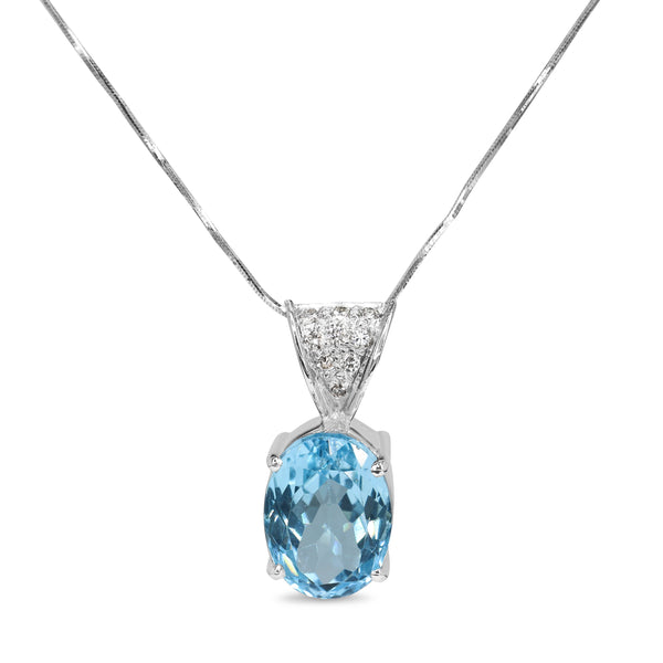 18ct White Gold Topaz and Diamond Necklace