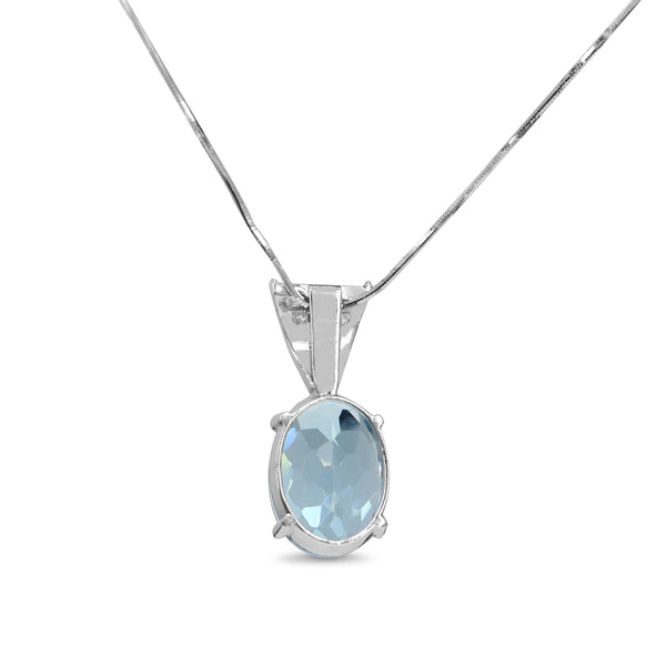 18ct White Gold Topaz and Diamond Necklace