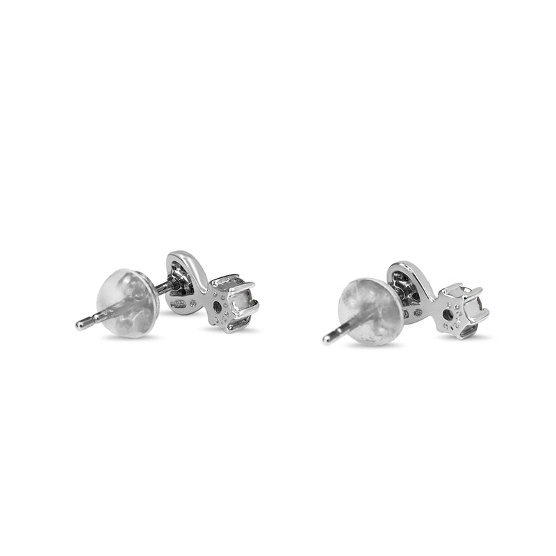Platinum Heart Drop Diamond Stud Earrings