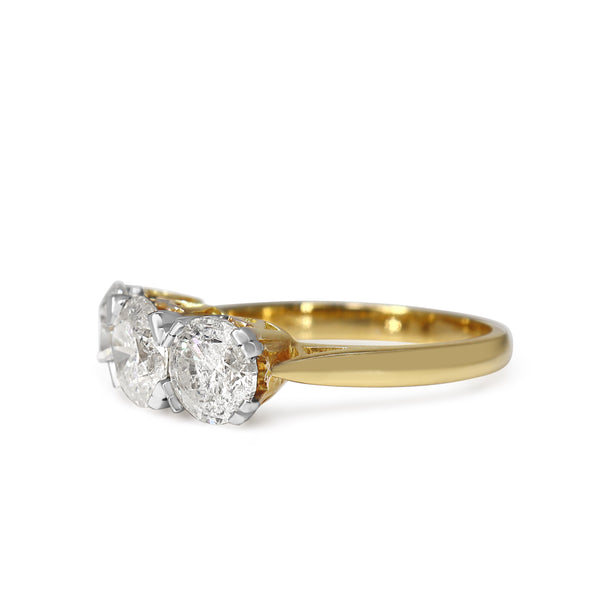 18ct Yellow and White Gold 3.00ct 3 Stone Diamond Ring