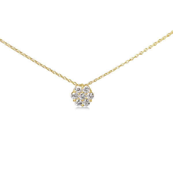 18ct Yellow Gold Diamond Cluster Necklace