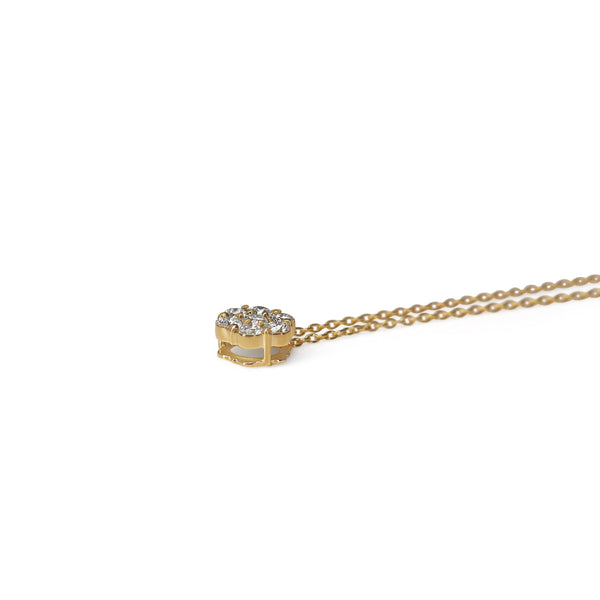 18ct Yellow Gold Diamond Cluster Necklace