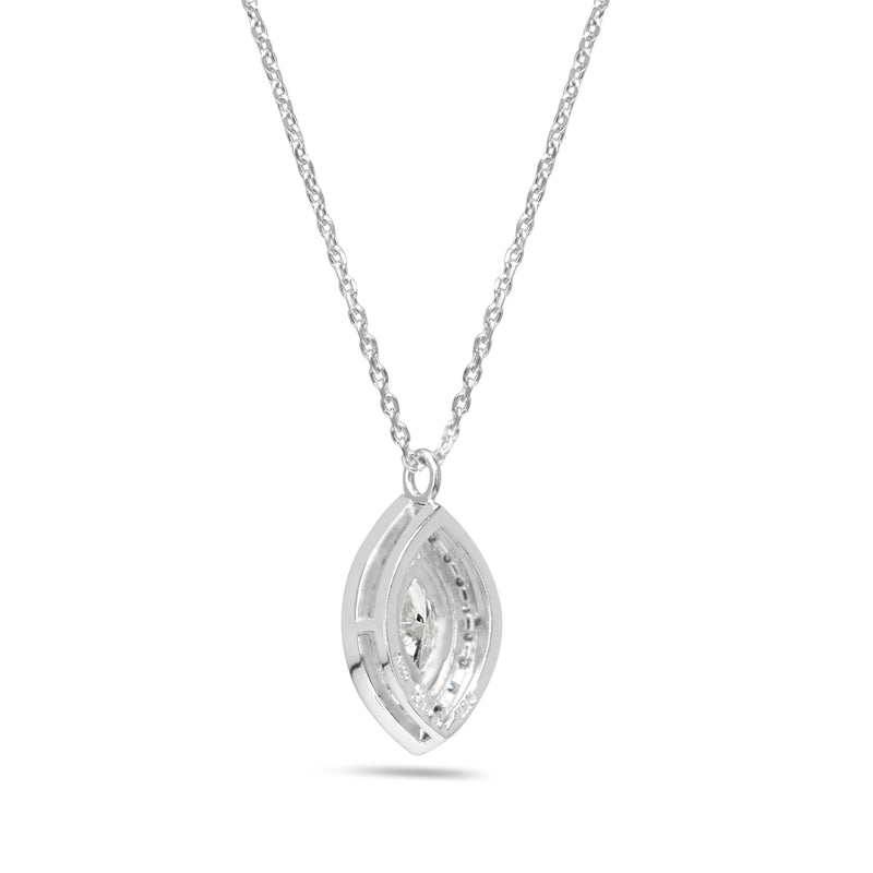 Platinum Marquise Diamond Halo Necklace