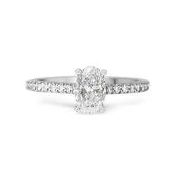 18ct White Gold Oval Solitaire Diamond Ring