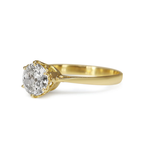 18ct Yellow Gold .75ct Old Cut Diamond Solitaire Ring