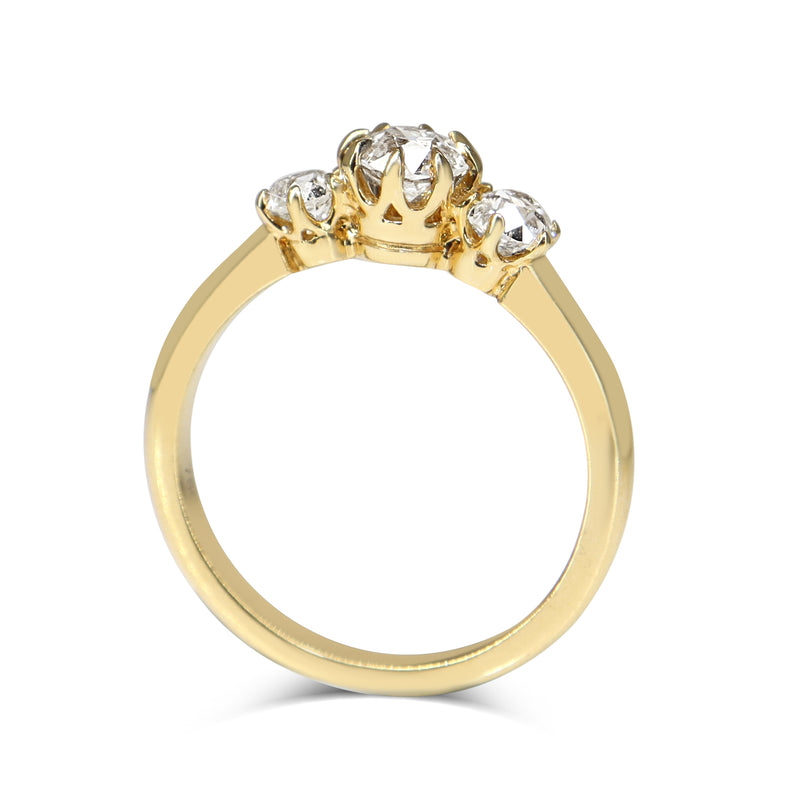 18ct Yellow Gold Old Cut Diamond 3 Stone Ring