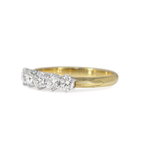 18ct Yellow and White Gold Vintage Style 5 Stone Diamond Ring