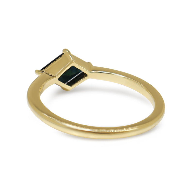 18ct Yellow Gold Lozenge Shape Sapphire Solitaire Ring