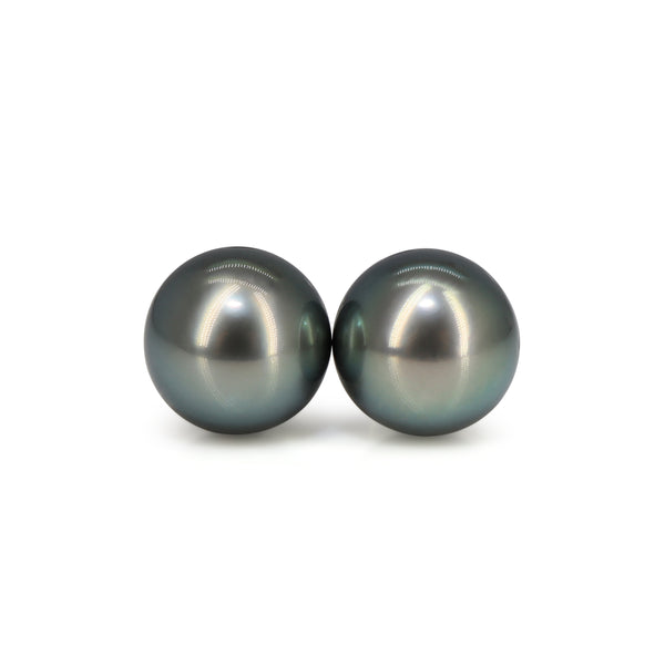 18ct White Gold Tahitian 9.5mm Pearl Stud Earring