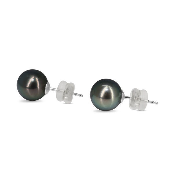 18ct White Gold Tahitian 9.5mm Pearl Stud Earring