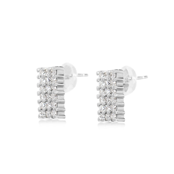 Platinum Diamond Cluster Stud Earrings