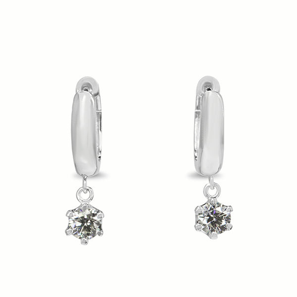 18ct White Gold Hoop Earrings with Diamond Drop