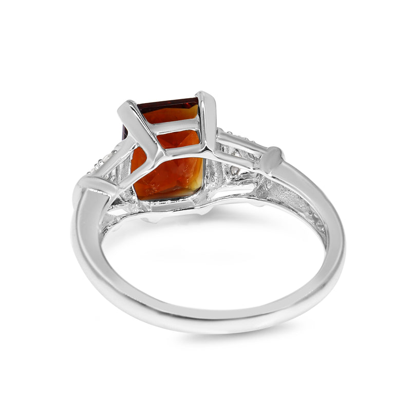 14ct White Gold Spessartine Garnet and Diamond Ring