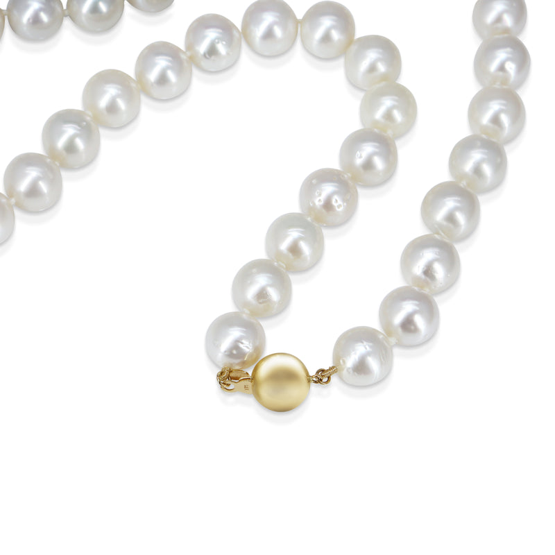 10mm - 11mm South Sea Pearl Strand Necklace on 9ct Yellow Gold Clasp