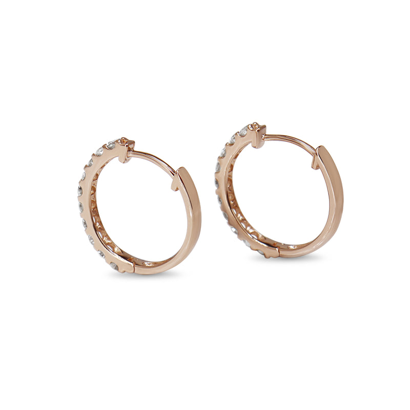 18ct Rose Gold .50ct Diamond Hoop Earrings