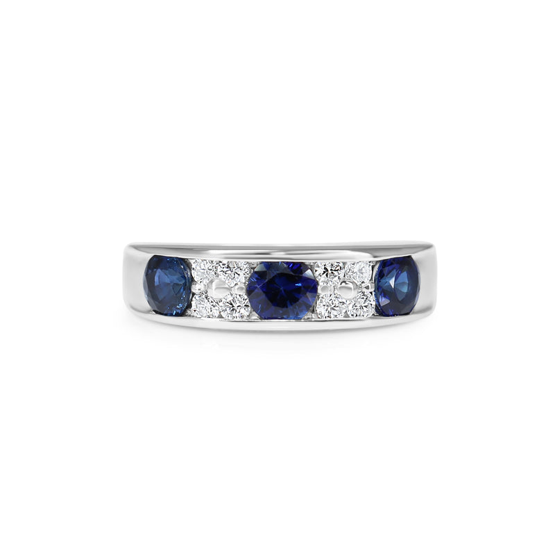 Platinum Sapphire and Diamond Band Ring