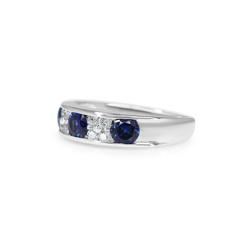 Platinum Sapphire and Diamond Band Ring