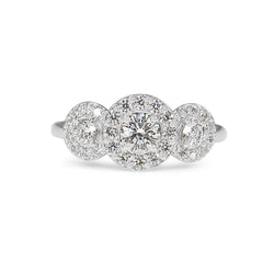 Platinum 3 Stone Halo Ring