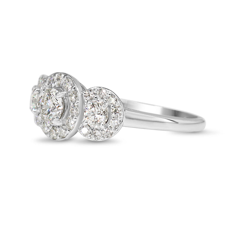 Platinum 3 Stone Halo Ring