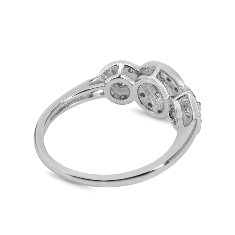 Platinum 3 Stone Halo Ring