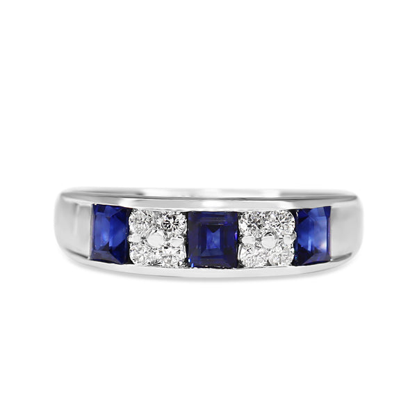 Platinum Sapphire and Diamond Band Ring