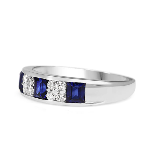 Platinum Sapphire and Diamond Band Ring