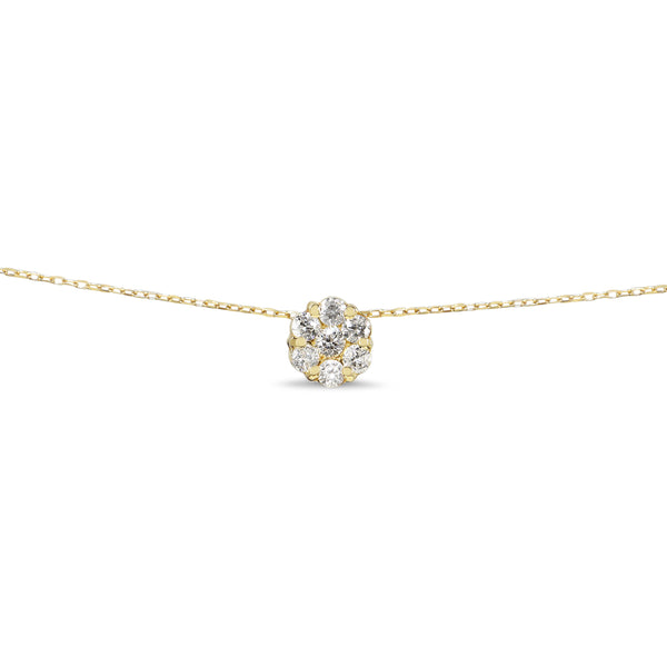 18ct Yellow Gold DIamond Cluster Necklace