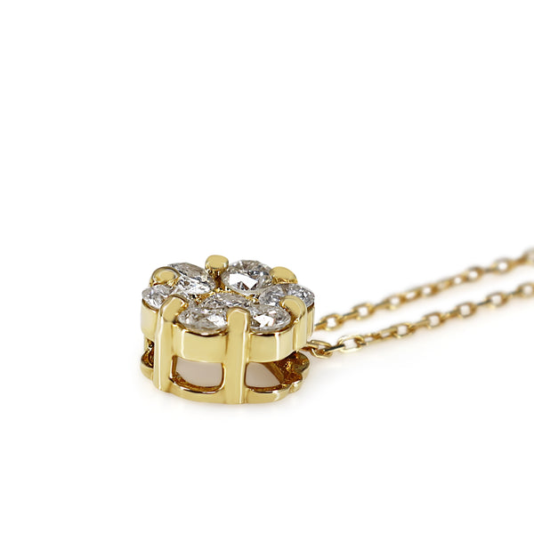 18ct Yellow Gold DIamond Cluster Necklace