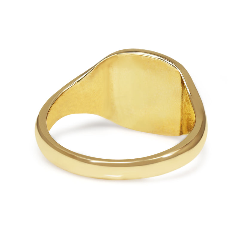 9ct Yellow Gold Cushion Shaped Engraved Vintage Ring