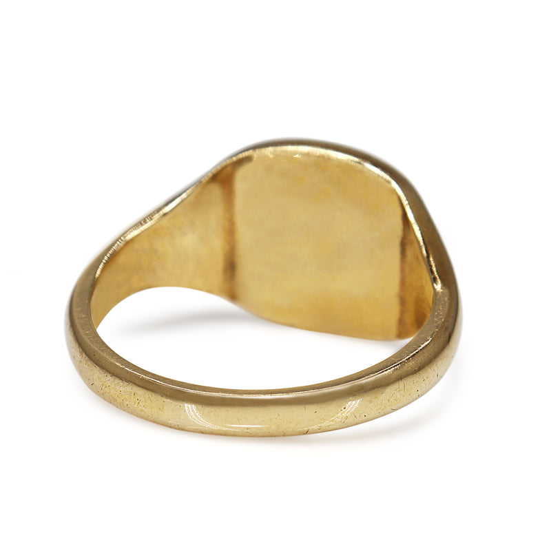 9ct Yellow Gold Cushion Shaped Engraved Vintage Ring