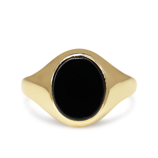 9ct Yellow Gold Antique Oval Onyx Signet Ring