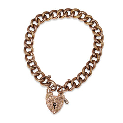 9ct Rose Gold Antique Day and Night Curb Link Bracelet