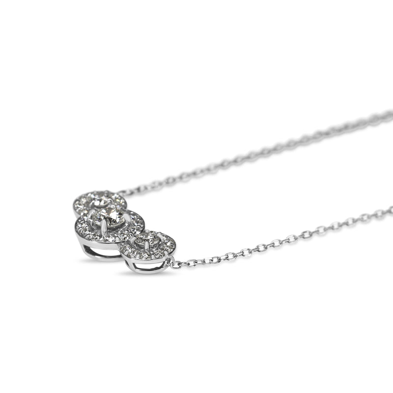 Platinum Triple Diamond Halo Necklace