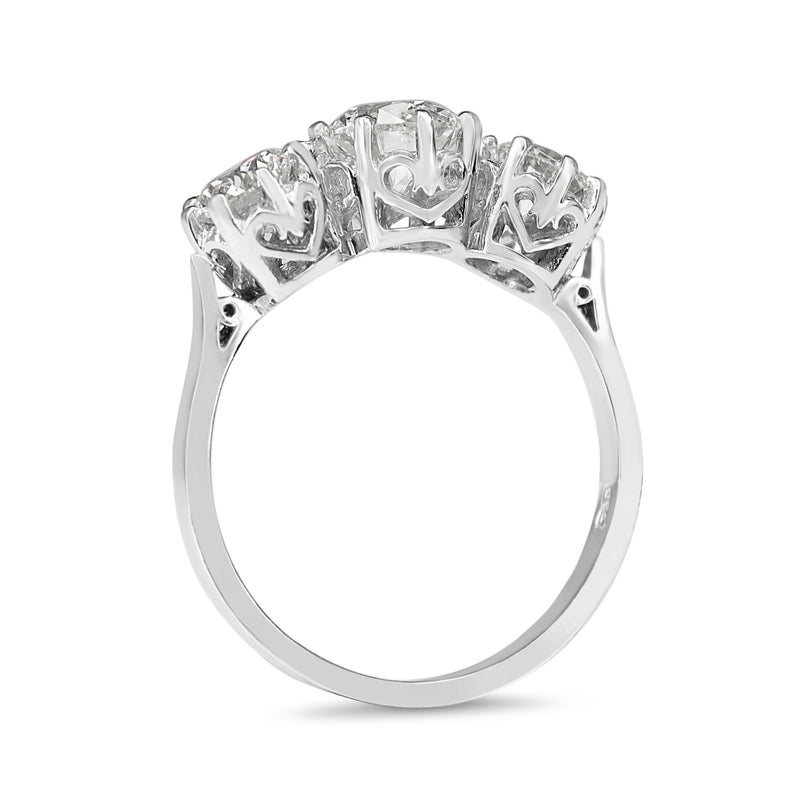 18ct White Gold Victorian Style 3 Stone Diamond Ring