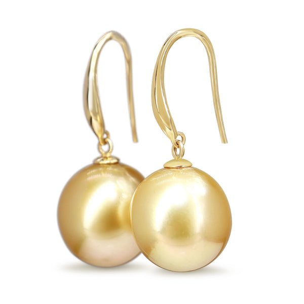 18ct Yellow Gold 13mm Golden South Sea Pearl Earrings