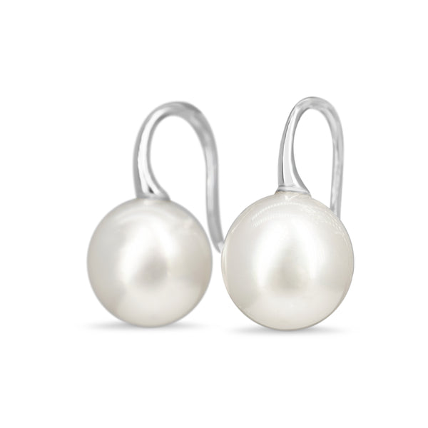 18ct White Gold 12mm South Sea Pearl Earrings on French Hook Style Fitting