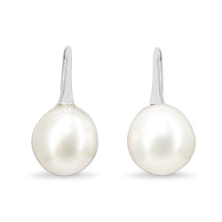 9ct White Gold 11mm South Sea Pearl Earring on French Hook Fitting