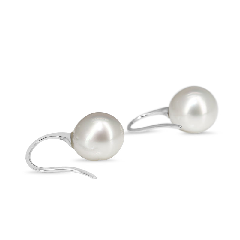 9ct White Gold 11mm South Sea Pearl Earring on French Hook Fitting