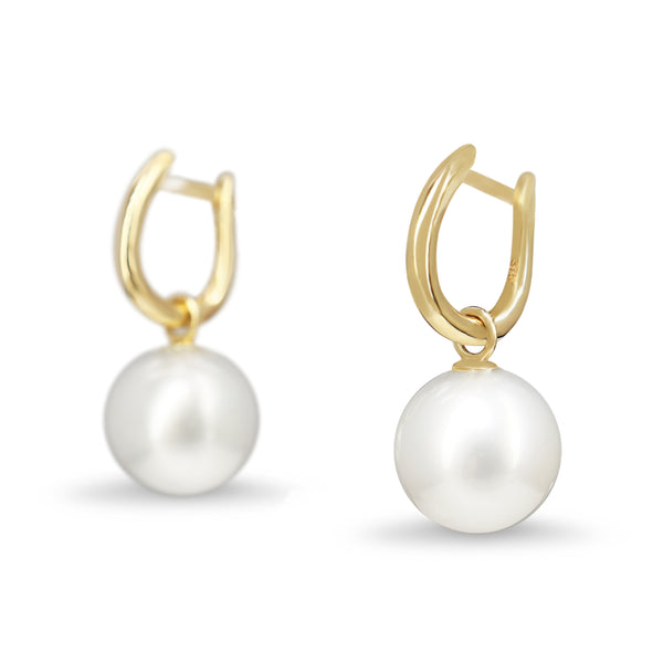 9ct Yellow Gold 11mm South Sea Pearl Hoop Earrings