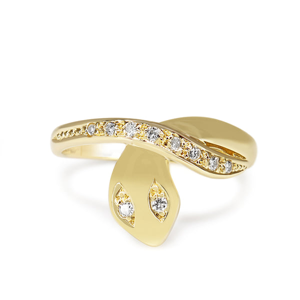 18ct Yellow Gold Diamond Snake Ring