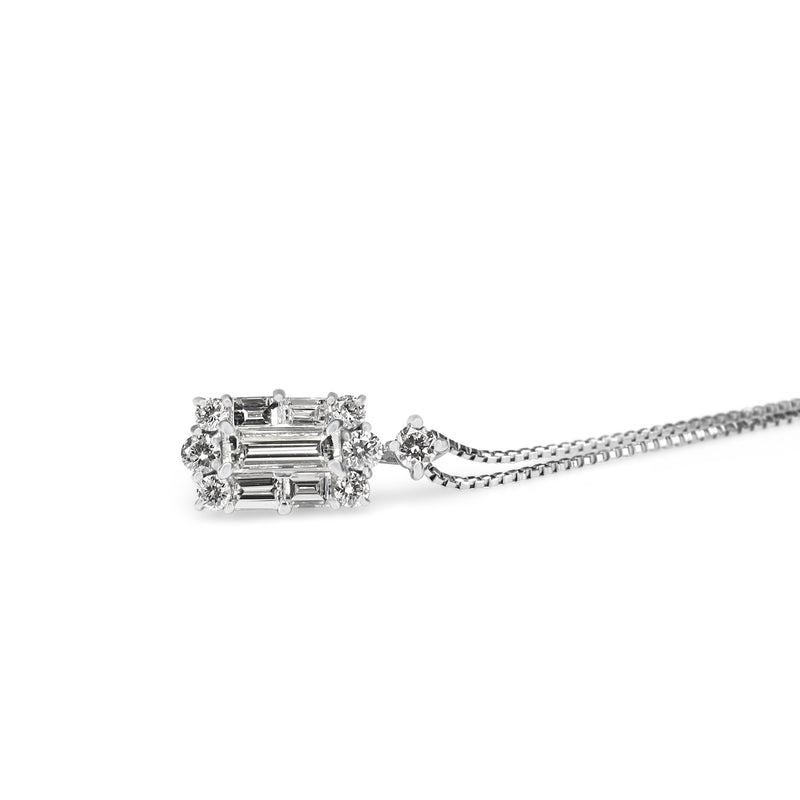 Platinum Baguette Diamond Necklace