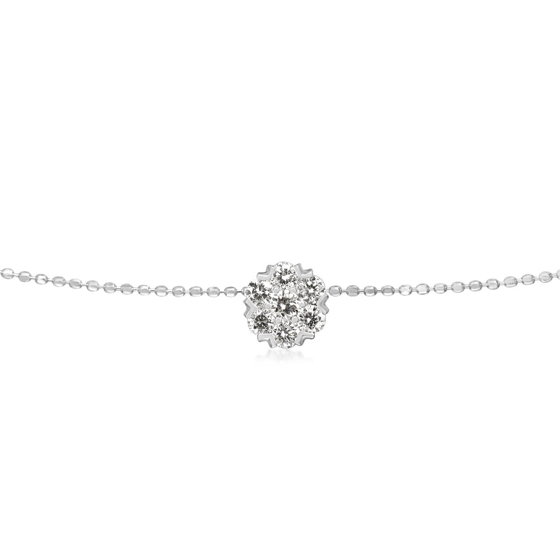 18ct White Gold Diamond Daisy Cluster Necklace