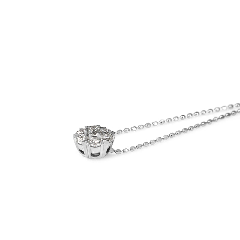 18ct White Gold Diamond Daisy Cluster Necklace