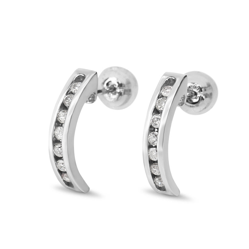 Platinum Channel Set Diamond Half Hoop Earrings