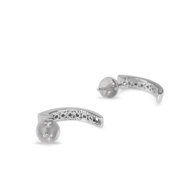 Platinum Channel Set Diamond Half Hoop Earrings