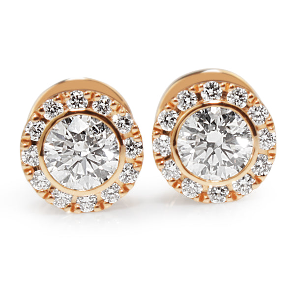 18ct Rose Gold Diamond Halo Stud Earrings