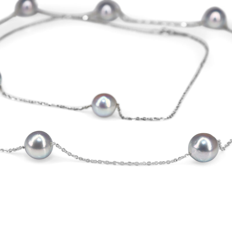 Platinum and Akoya Pearl Necklace