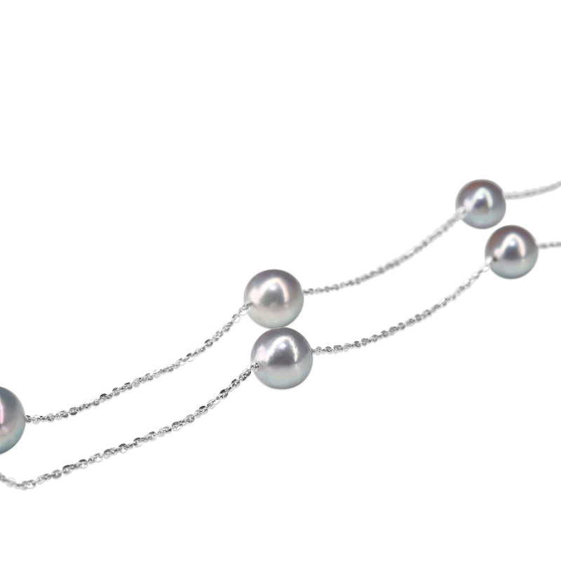 Platinum and Akoya Pearl Necklace